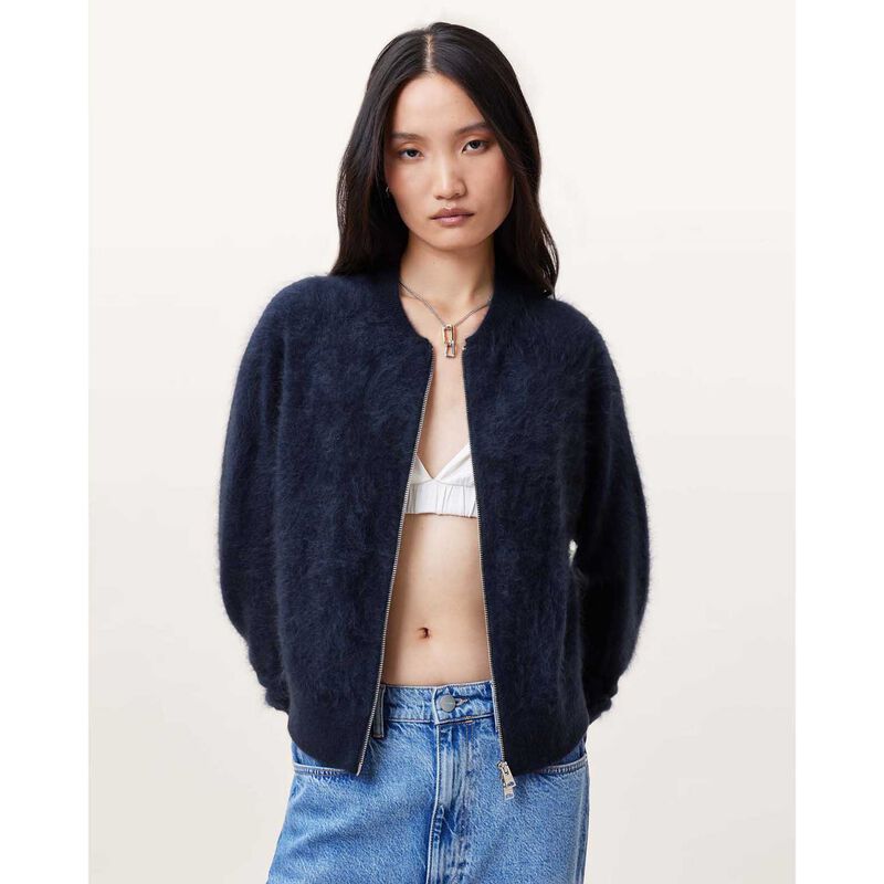 AllSaints Rebel Zip Up Cashmere Cardigan image number 2